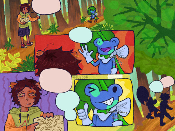 frog is toonsry's oc, cat is my oc